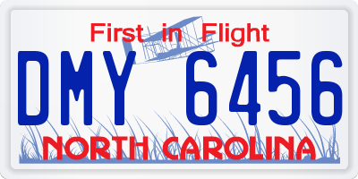 NC license plate DMY6456