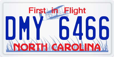 NC license plate DMY6466