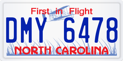 NC license plate DMY6478