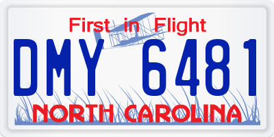 NC license plate DMY6481