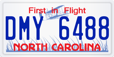 NC license plate DMY6488
