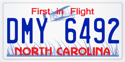 NC license plate DMY6492