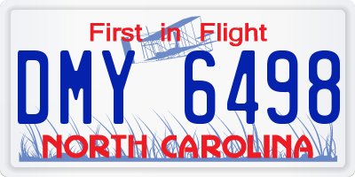 NC license plate DMY6498