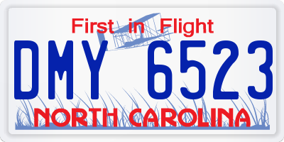 NC license plate DMY6523