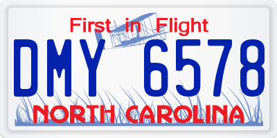 NC license plate DMY6578