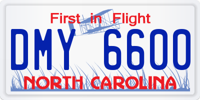 NC license plate DMY6600