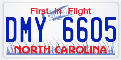 NC license plate DMY6605