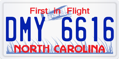 NC license plate DMY6616