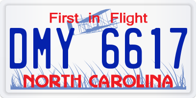 NC license plate DMY6617