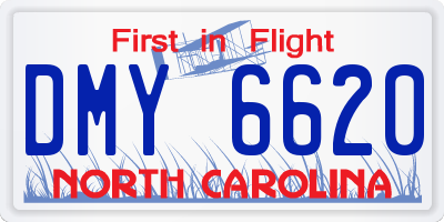 NC license plate DMY6620