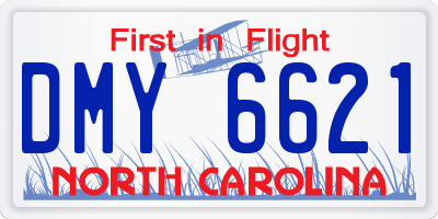 NC license plate DMY6621