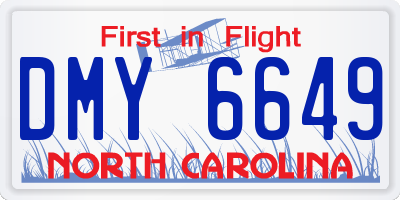 NC license plate DMY6649