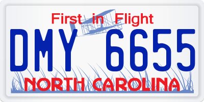 NC license plate DMY6655