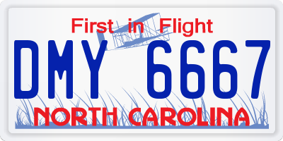 NC license plate DMY6667