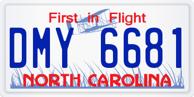 NC license plate DMY6681