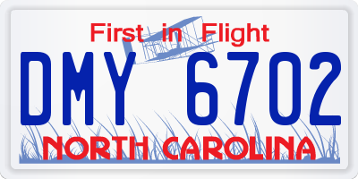 NC license plate DMY6702