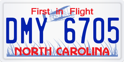 NC license plate DMY6705