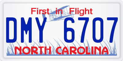 NC license plate DMY6707