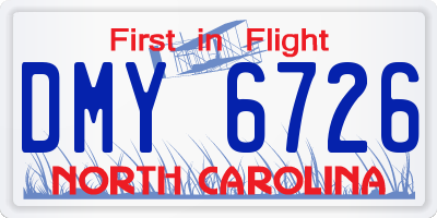 NC license plate DMY6726