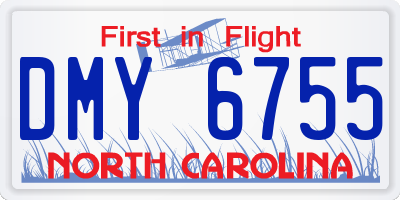 NC license plate DMY6755
