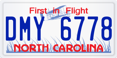 NC license plate DMY6778