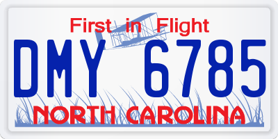 NC license plate DMY6785