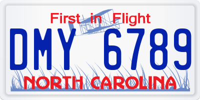 NC license plate DMY6789