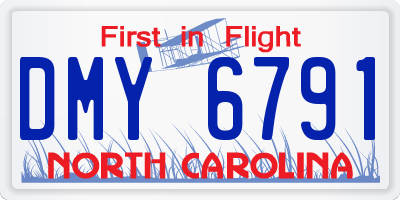 NC license plate DMY6791
