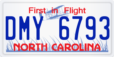 NC license plate DMY6793