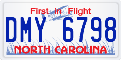 NC license plate DMY6798