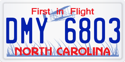 NC license plate DMY6803