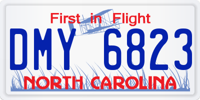 NC license plate DMY6823