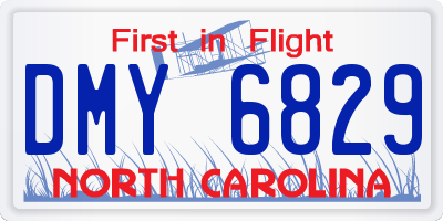 NC license plate DMY6829