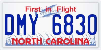 NC license plate DMY6830