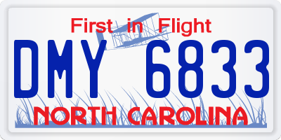 NC license plate DMY6833