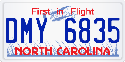 NC license plate DMY6835