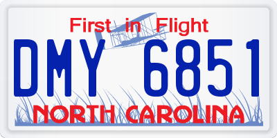 NC license plate DMY6851