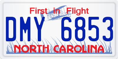 NC license plate DMY6853
