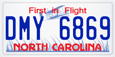 NC license plate DMY6869