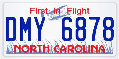 NC license plate DMY6878