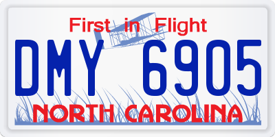 NC license plate DMY6905