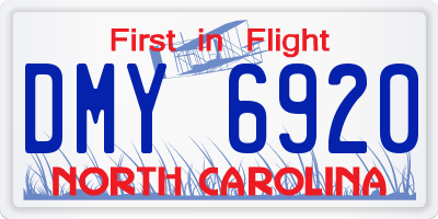 NC license plate DMY6920