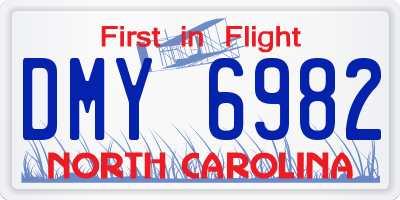 NC license plate DMY6982