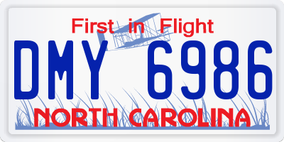 NC license plate DMY6986