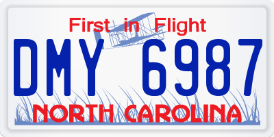 NC license plate DMY6987