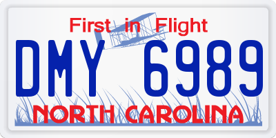 NC license plate DMY6989