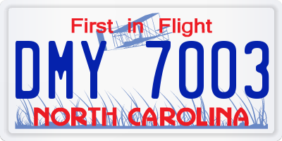 NC license plate DMY7003