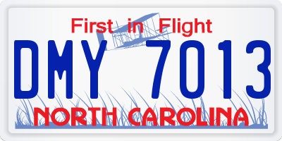 NC license plate DMY7013