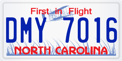 NC license plate DMY7016