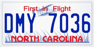 NC license plate DMY7036